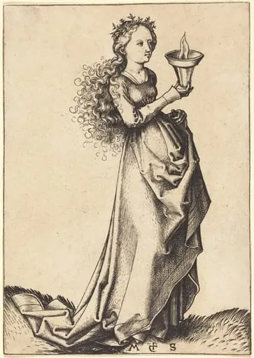 First Wise Virgin, by Martin Schongauer