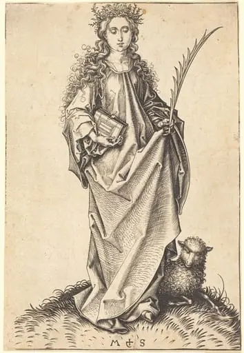 Saint Agnes, by Martin Schongauer