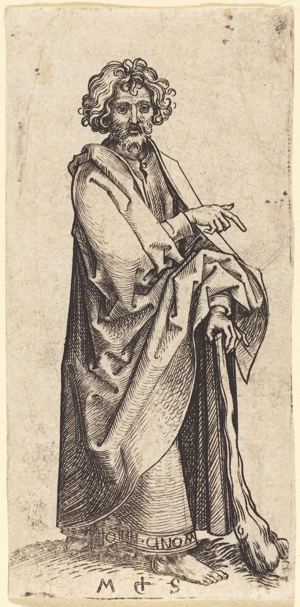 Saint Judas Thaddaeus, by Martin Schongauer, ink, 1480