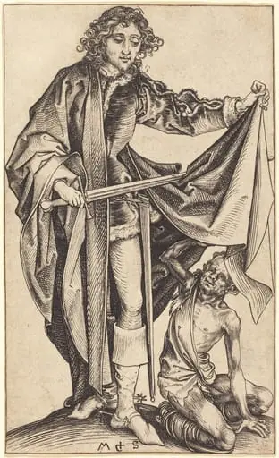 Saint Martin Dividing His Cloak, by Martin Schongauer