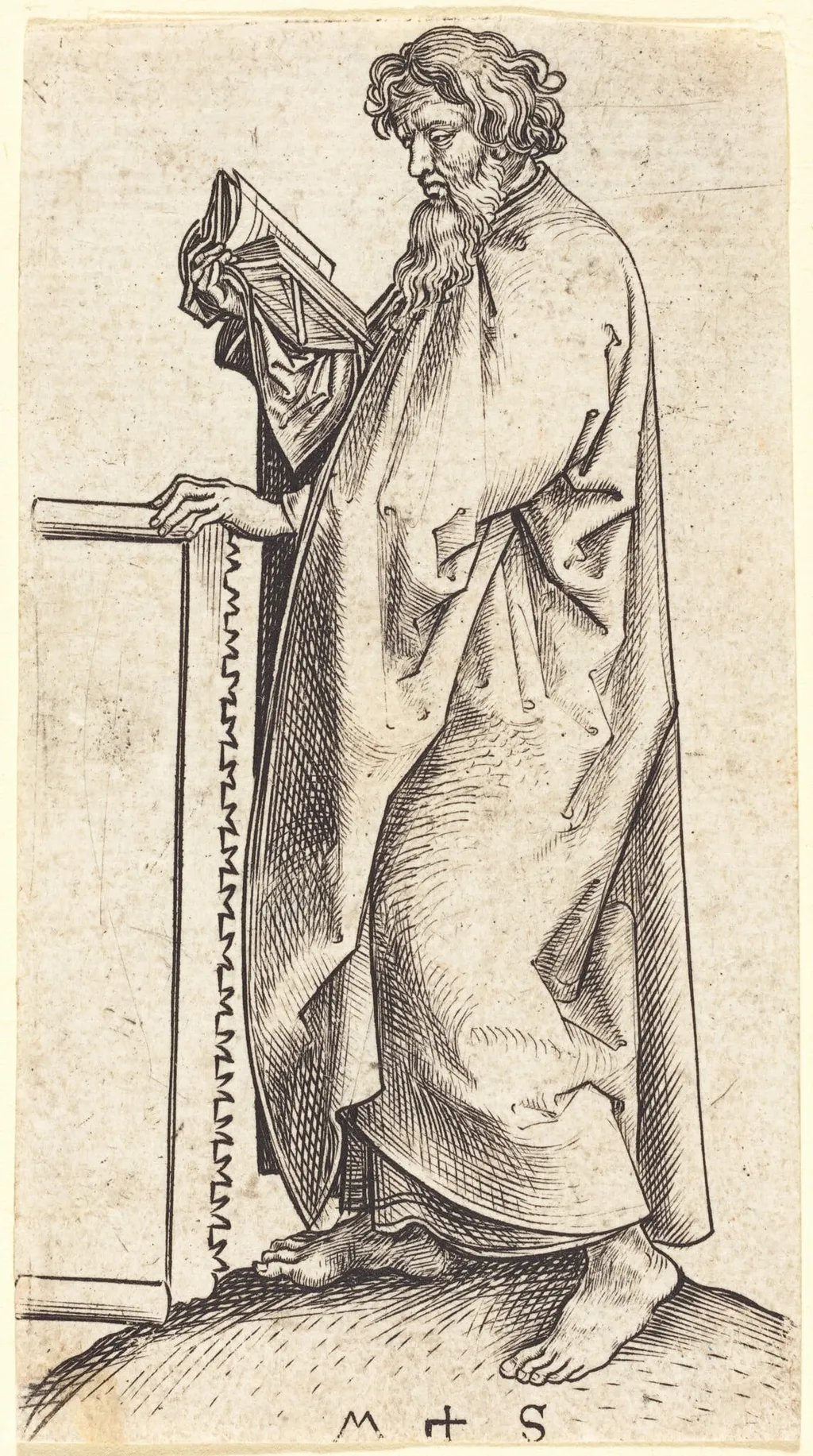 Saint Simon, by Martin Schongauer, ink, 1480
