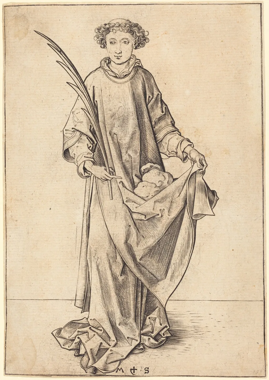 Saint Stephen, by Martin Schongauer, ink, 1490