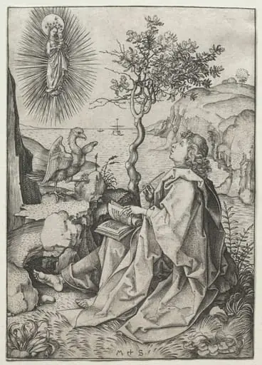 St. John the Evangelist on the Isle of Patmos, by Martin Schongauer