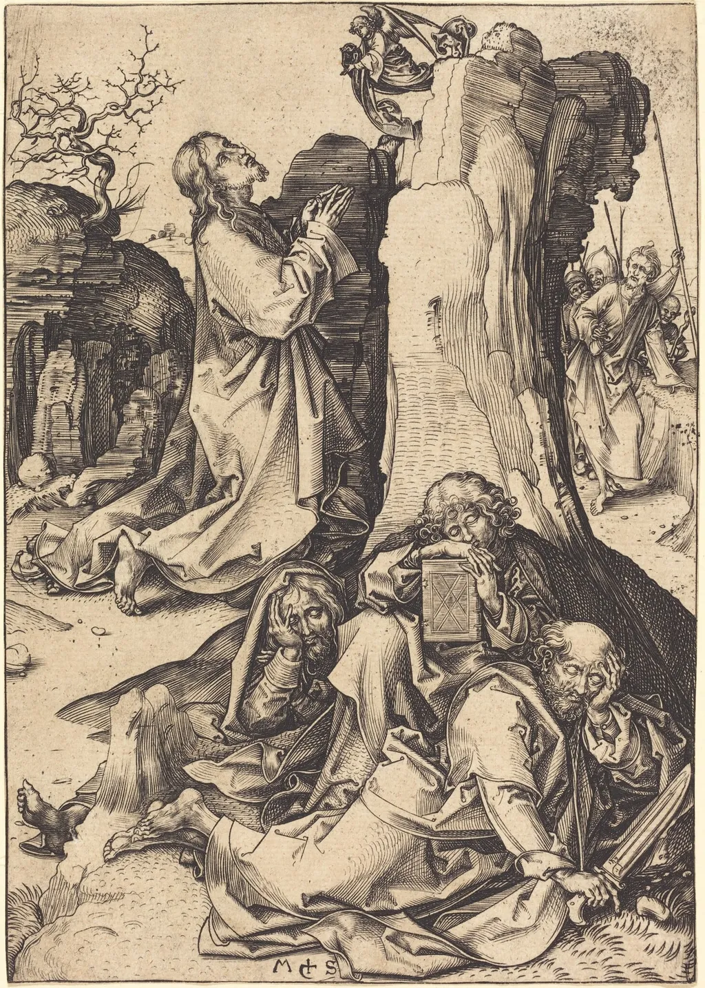 The Agony in the Garden, by Martin Schongauer, ink, 1480