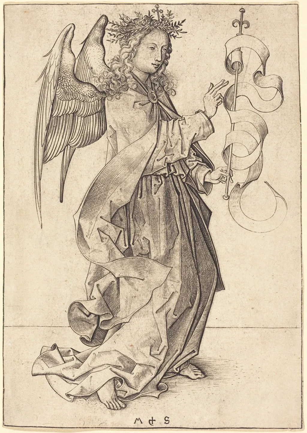 The Archangel Gabriel, by Martin Schongauer, ink, 1490