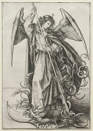 The Archangel Michael Piercing the Dragon, by Martin Schongauer