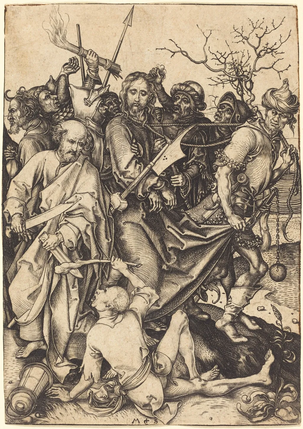 The Betrayal and Capture of Christ, by Martin Schongauer, ink, 1480