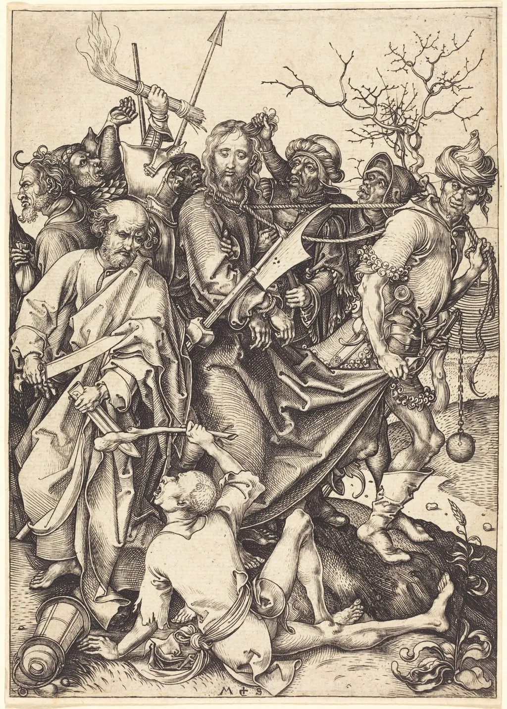 The Betrayal and Capture of Christ, by Martin Schongauer, ink, 1480