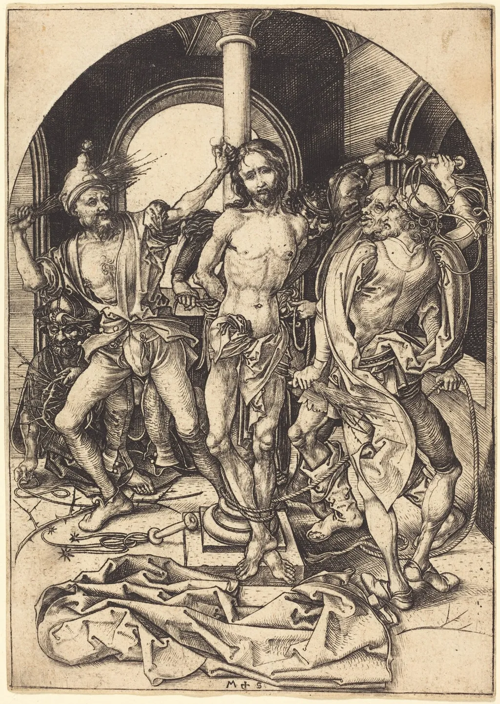 The Flagellation, by Martin Schongauer, ink, 1480