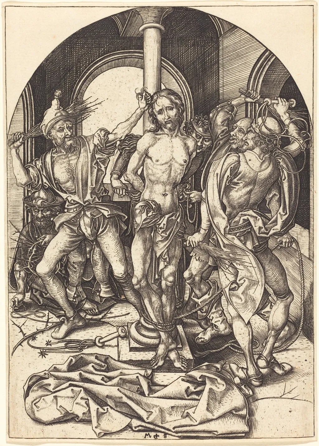 The Flagellation, by Martin Schongauer, ink, 1480