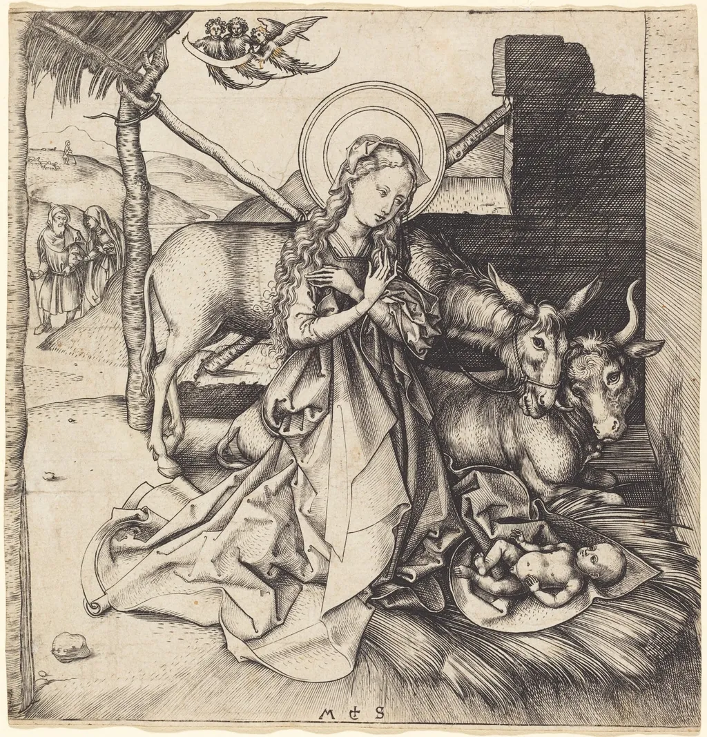 The Nativity, by Martin Schongauer, ink, 1485