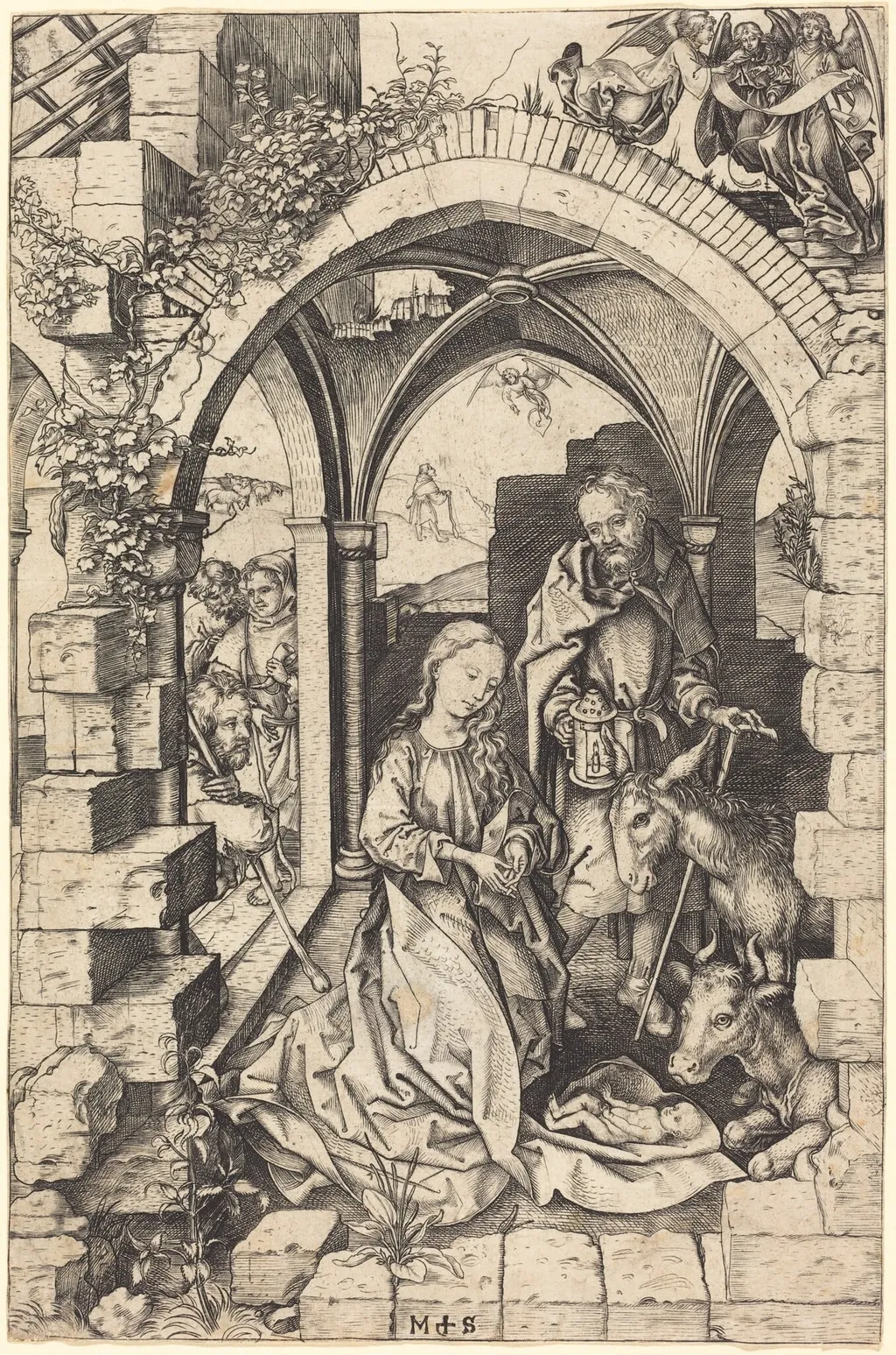The Nativity, by Martin Schongauer, ink, 1472