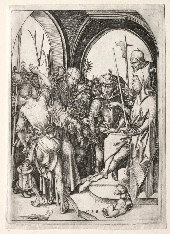 The Passion: Christ Before Annas, by Martin Schongauer, 1480