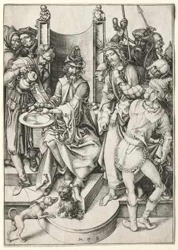 The Passion:  Christ Before Pilate, by Martin Schongauer