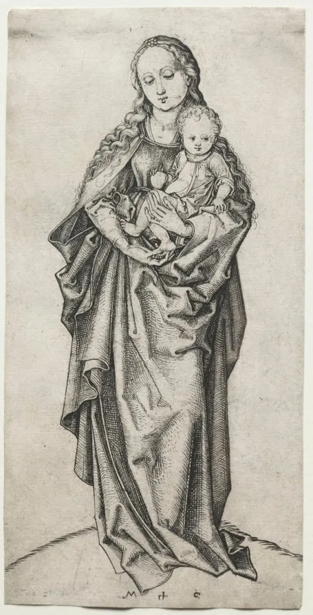 Virgin and Child with an Apple, by Martin Schongauer, 1475