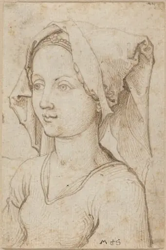 Young Woman Wearing a Scarf, by Martin Schongauer