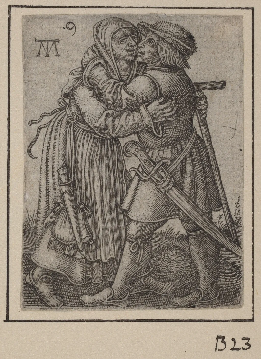 Embracing Couple, by Martin Treu, ink, 1540