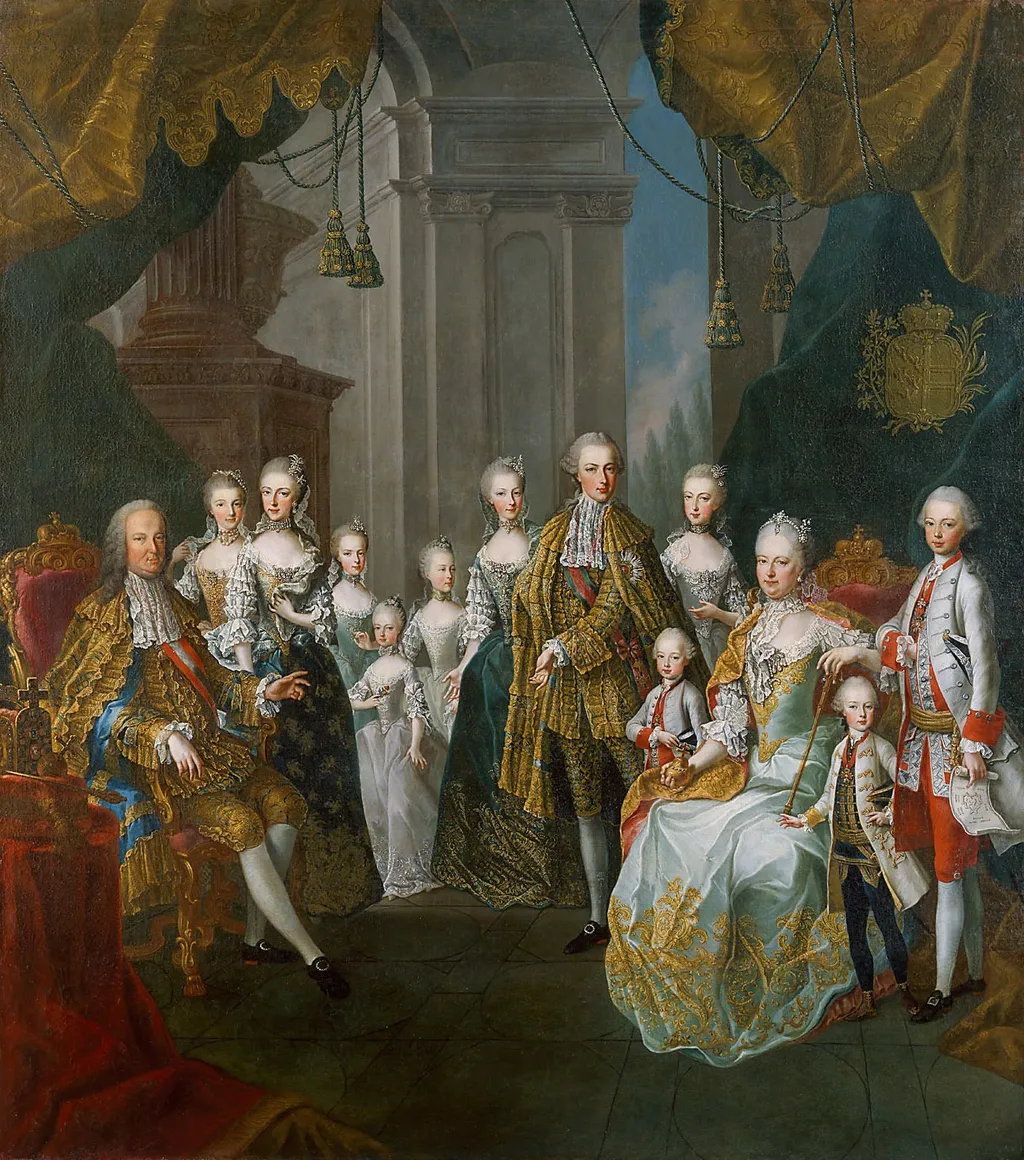 Franz I. Stephan und Maria Theresia mit elf Kindern, by Martin van Meytens, oil