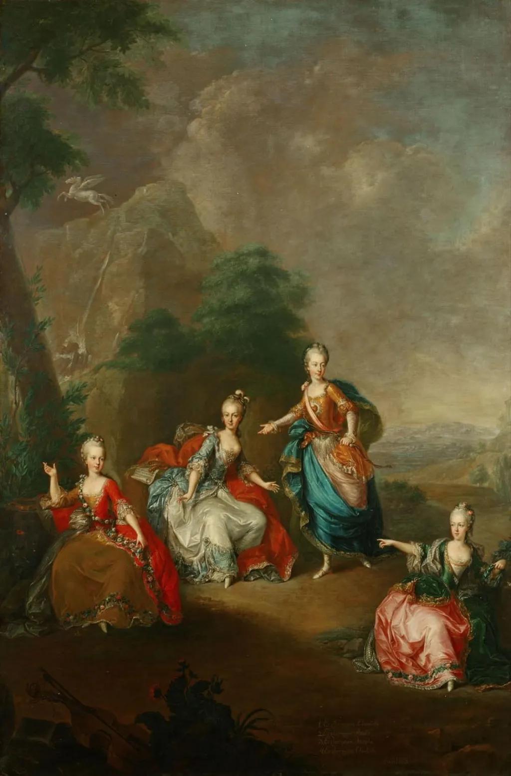 Performance of the opera by Gluck, Il Parnaso Confuso at Schoenbrunn Palace on 24th January 1765, by Martin van Meytens, oil, 1765