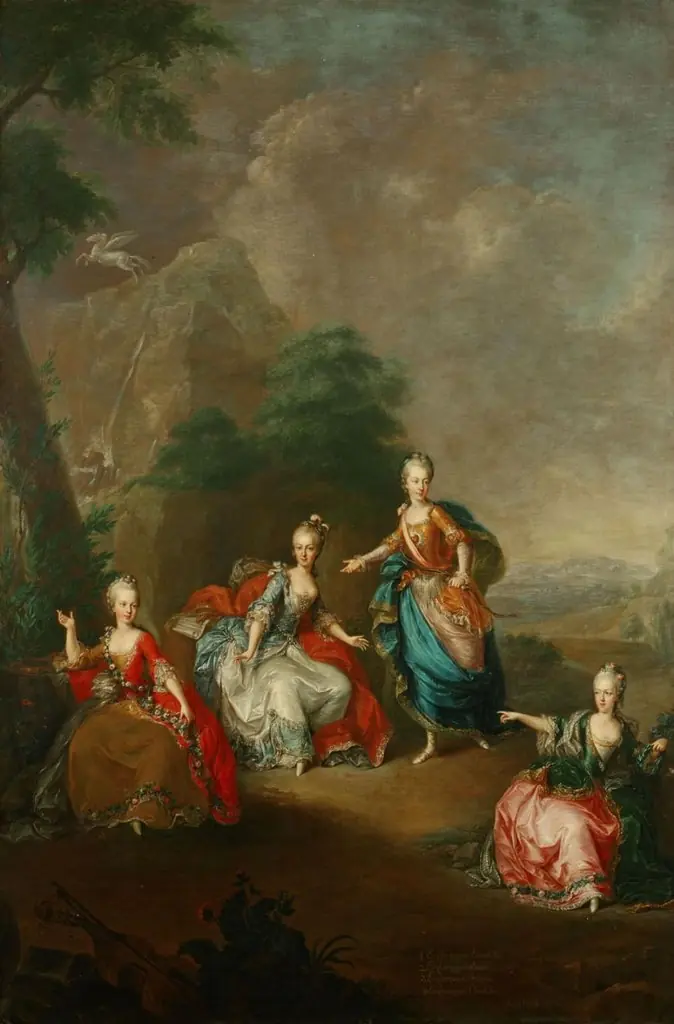 Performance of the opera by Gluck, Il Parnaso Confuso at Schoenbrunn Palace on 24th January 1765, by Martin van Meytens