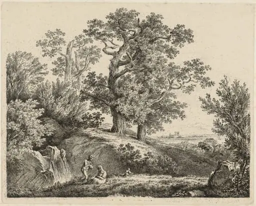 Landscape with a Waterfall and a Resting Family, by Martin von Molitor