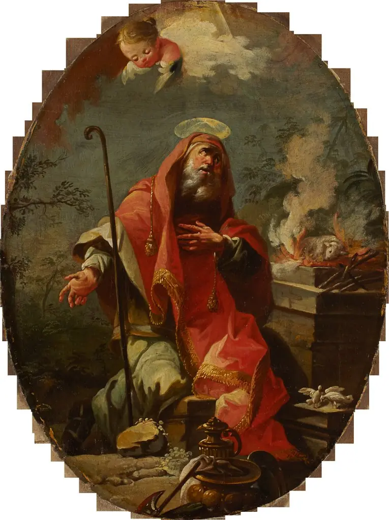 Joachim's Sacrifice, reverse: Saint Joseph with the Christ Child, by Martino Altomonte