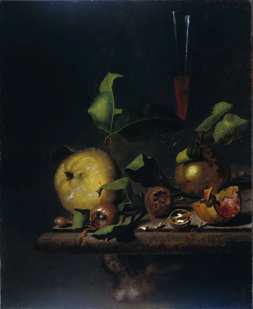 Still Life with Quinces, Medlars and a Glass, by Martinus Nellius
