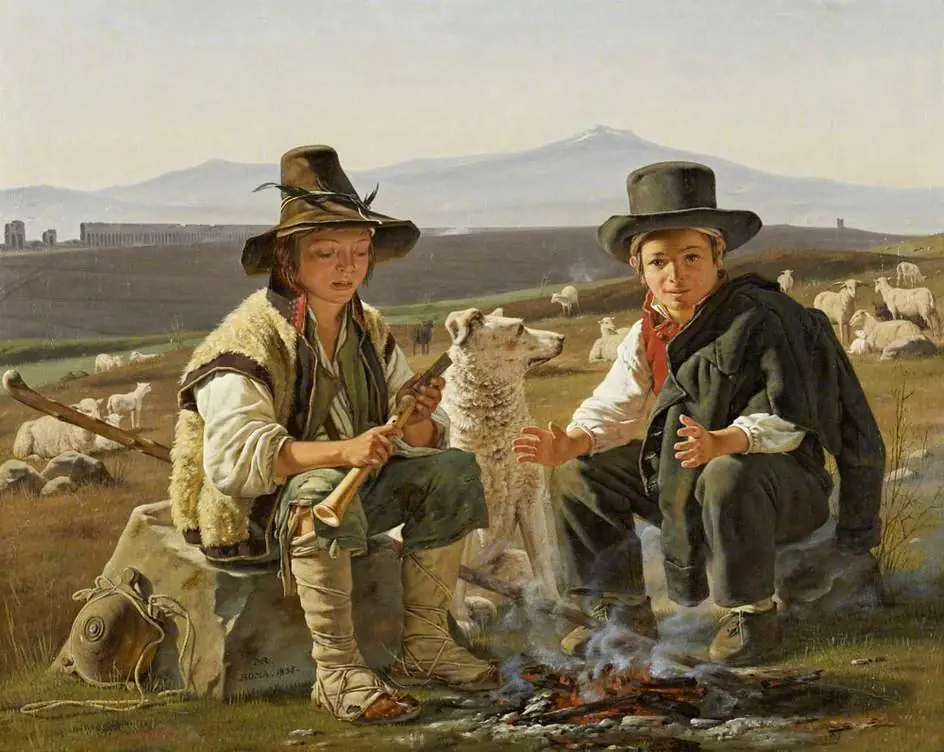 Two Shepherd Boys in the Roman Campagna, by Martinus Rørbye, 1835