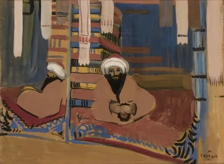 Eastern merchants, by Martiros Saryan, tempera, 1910
