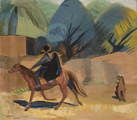 Man and woman on a horse, by Martiros Saryan