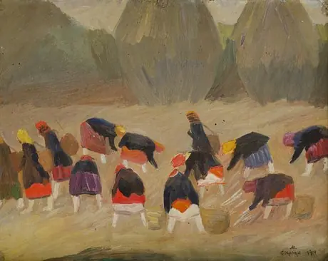 Peasant women in the field (study), by Martiros Saryan