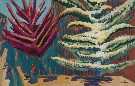 Trees in Blossom, by Martiros Saryan, tempera, 1910