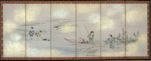円山応震筆　子供遊び図屏風|Children Playing in Summer and Winter, by Maruyama Ōshin