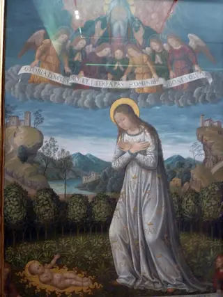 Mary adoring the child
