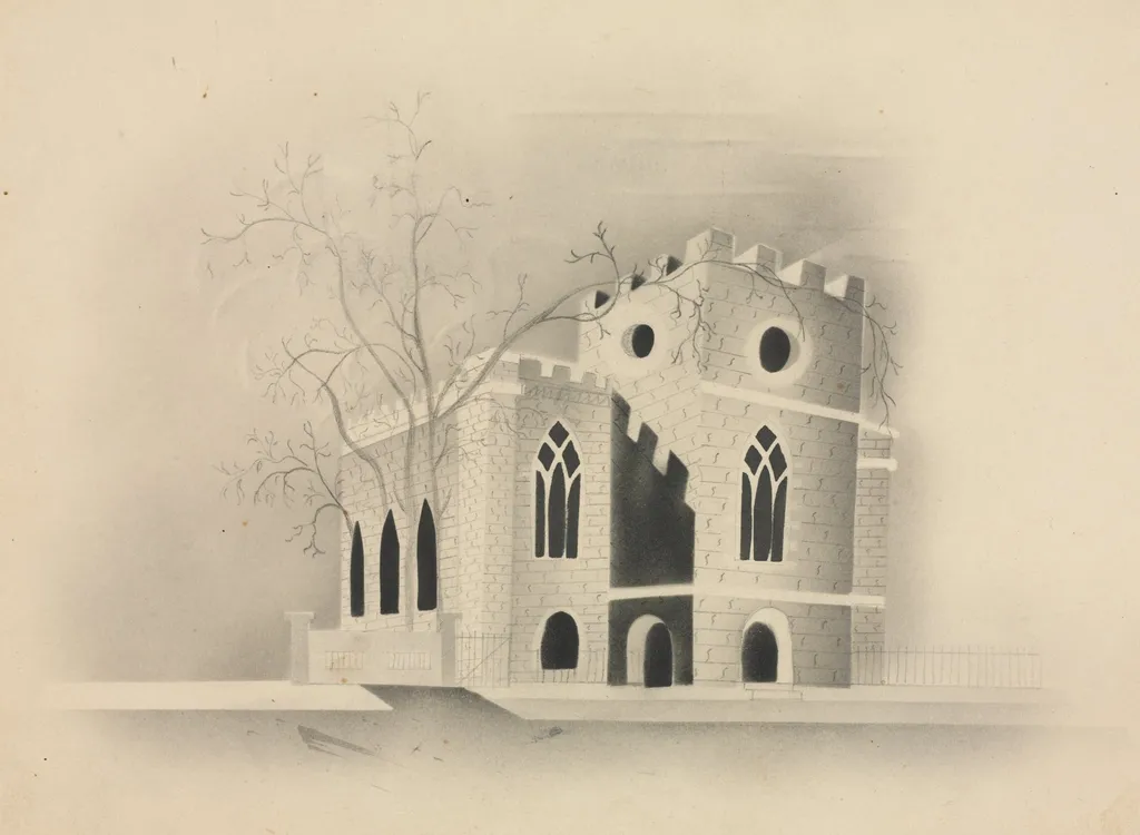 A Gothic Church by Moonlight, by Mary Altha Nims, 1840