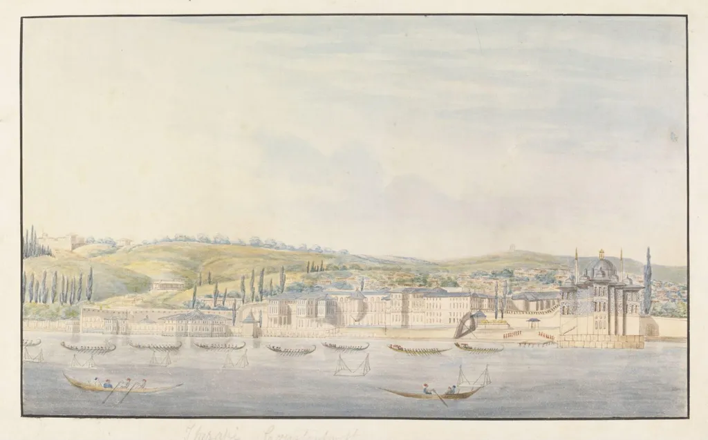 Former Dolmabahçe Palace and Mosque, by Mary Anne Turner, watercolor, 1826