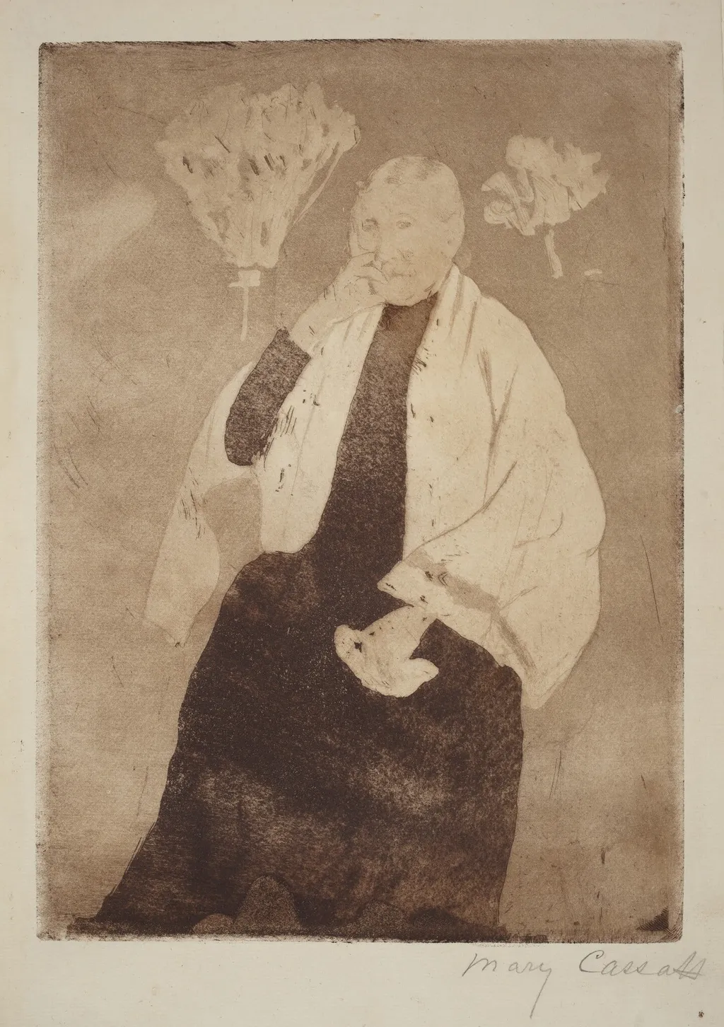 A Portrait of the Artist's Mother, by Mary Cassatt, ink, 1890