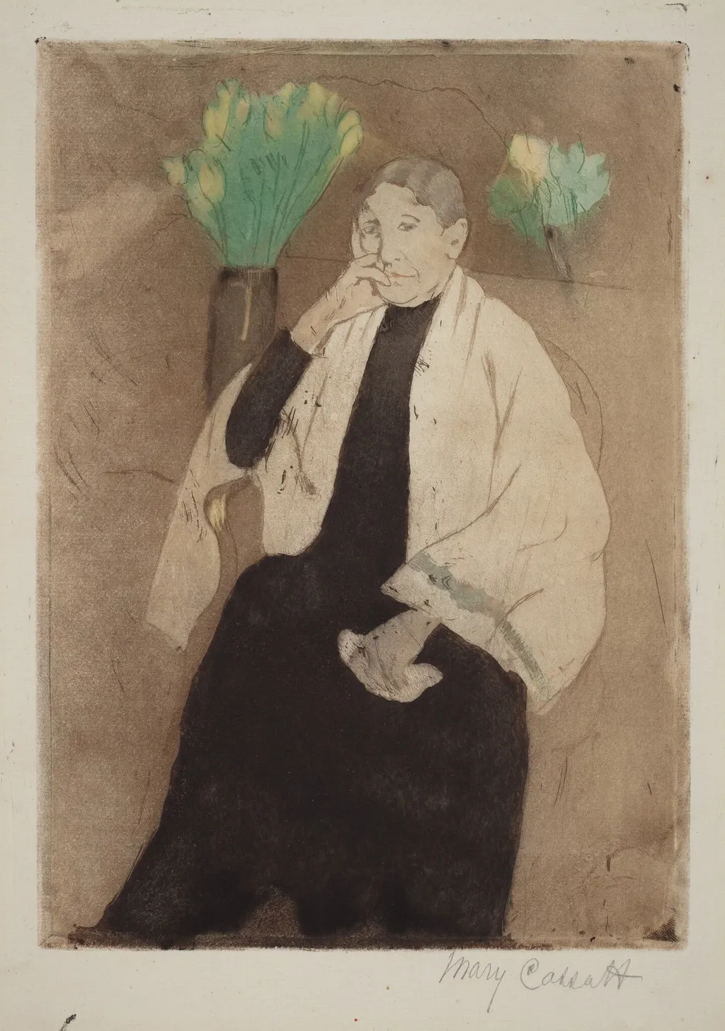 A Portrait of the Artist's Mother, by Mary Cassatt, ink, 1890