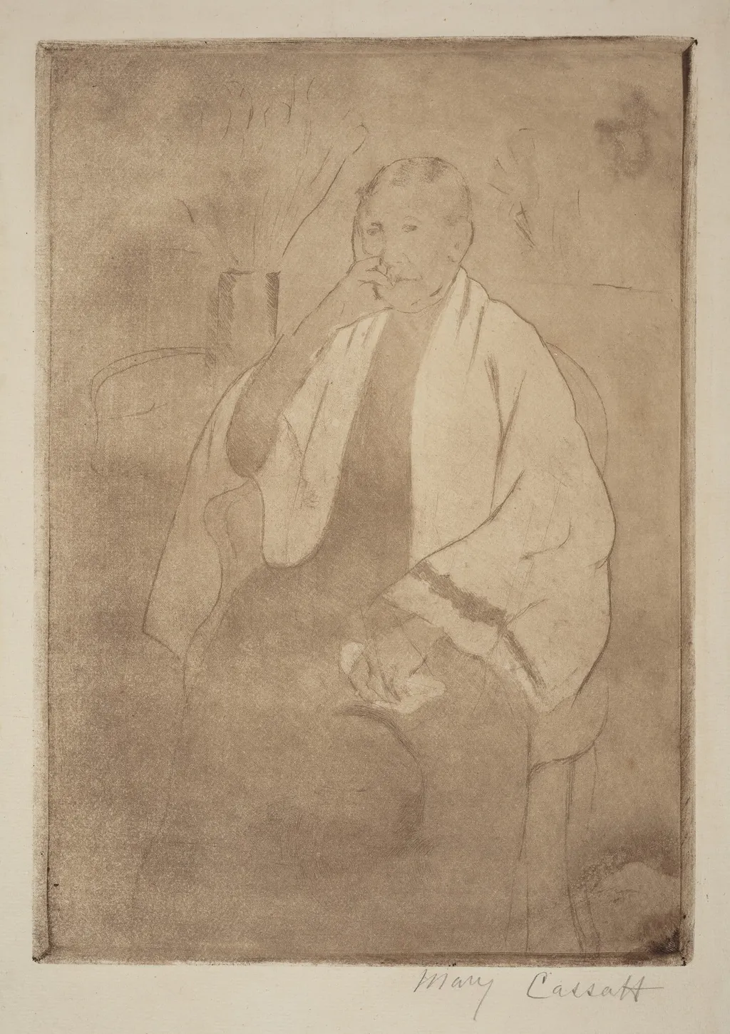 A Portrait of the Artist's Mother, by Mary Cassatt, ink, 1890