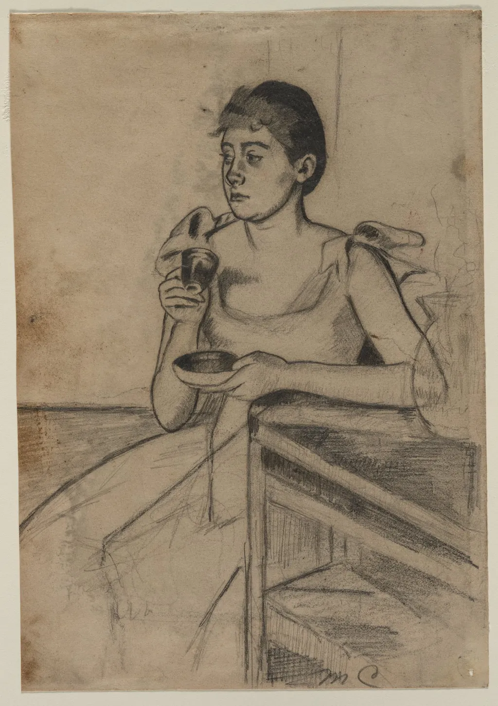 After-Dinner Coffee (recto), by Mary Cassatt, 1889