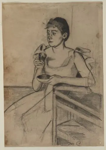 After-Dinner Coffee (recto), by Mary Cassatt
