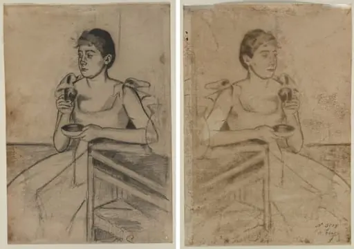 After-Dinner Coffee (recto); After-Dinner Coffee (verso), by Mary Cassatt