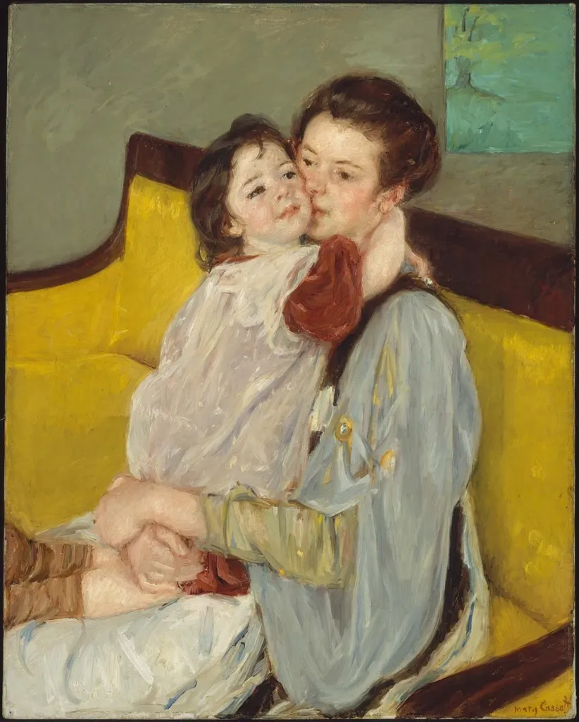 Caresse Maternelle, by Mary Cassatt, oil, 1902