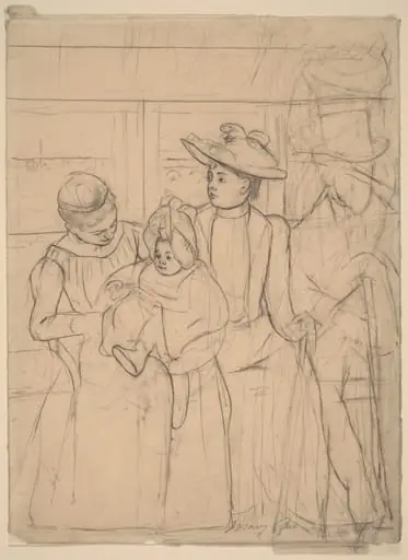 In the Omnibus [recto], by Mary Cassatt