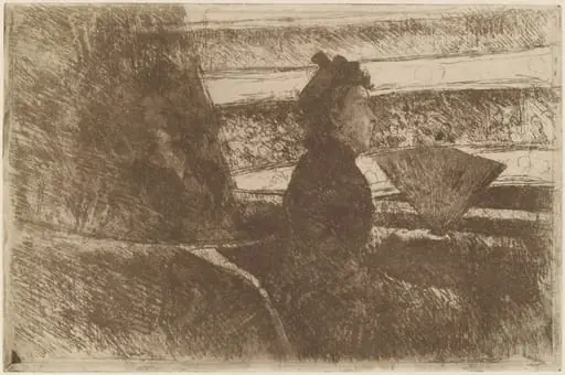 Lady in Black, in a Loge, Facing Right, by Mary Cassatt