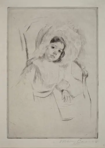 Margot in a Floppy Bonnet Leaning against a Chair, by Mary Cassatt