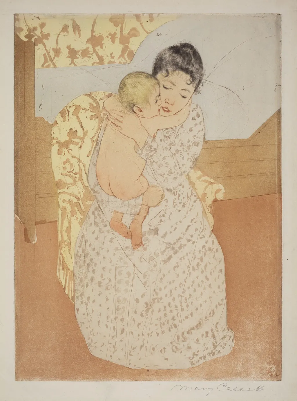 Maternal Caress, by Mary Cassatt, ink, 1890