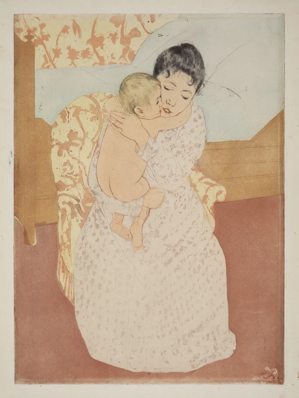 Maternal Caress, by Mary Cassatt, ink, 1890