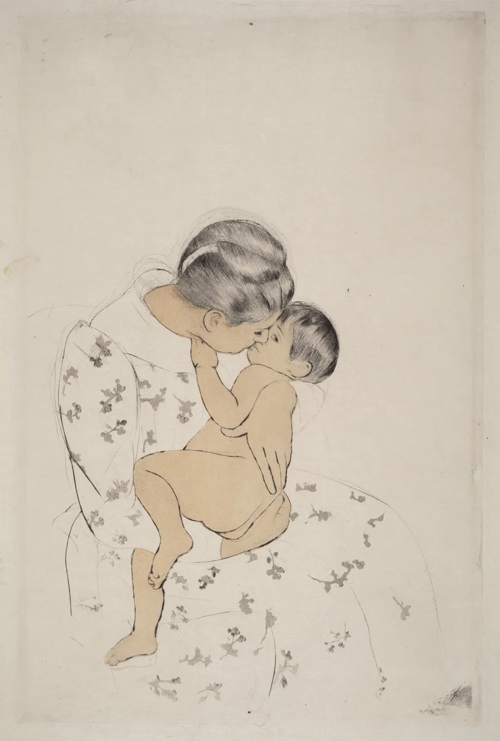Mother's Kiss, by Mary Cassatt, ink, 1890