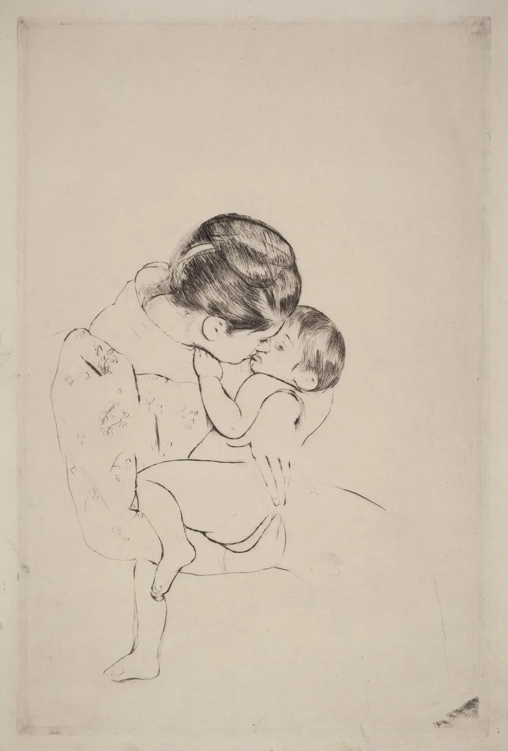 Mother's Kiss, by Mary Cassatt, ink, 1890